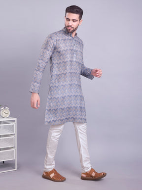 Shark Grey Indi Print Cotton Kurta