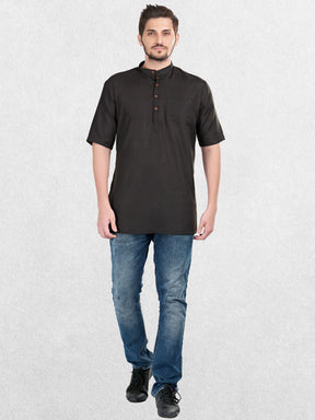 Solid Short Sleeves Casual Short Kurta