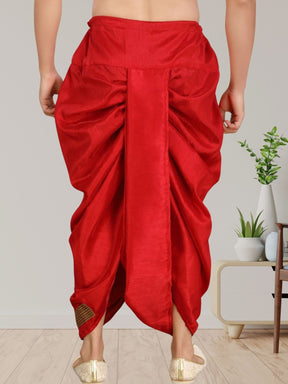 Barn Red Pitambari Ready To Wear Cotton-Silk Dhoti