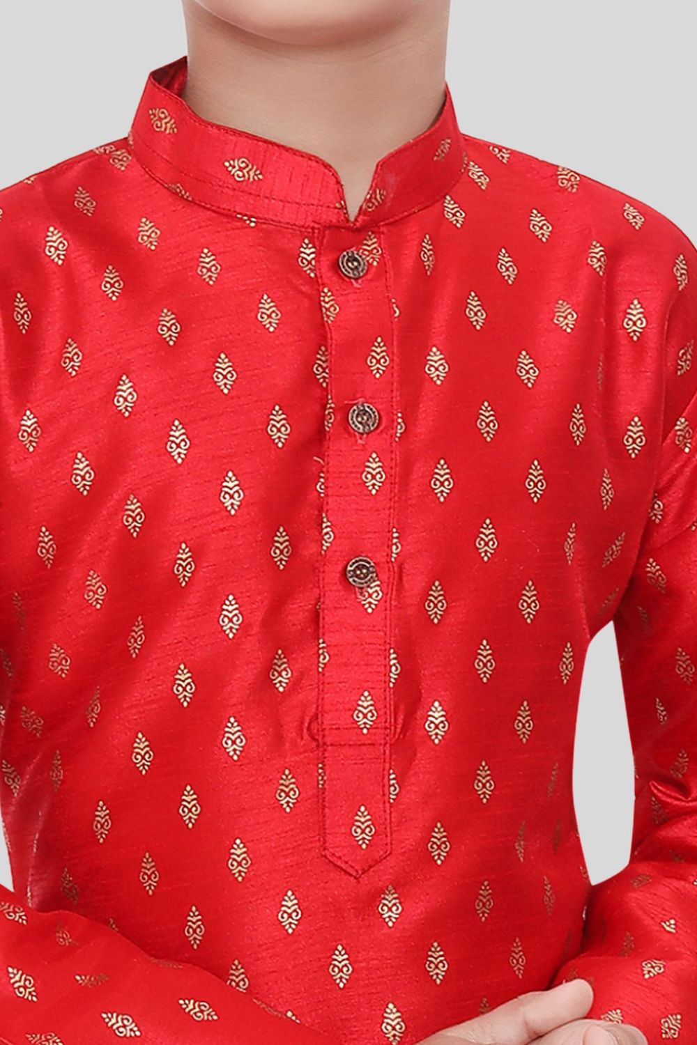 Barn Red Hloom Printed Silk Kurta Pajama Suit