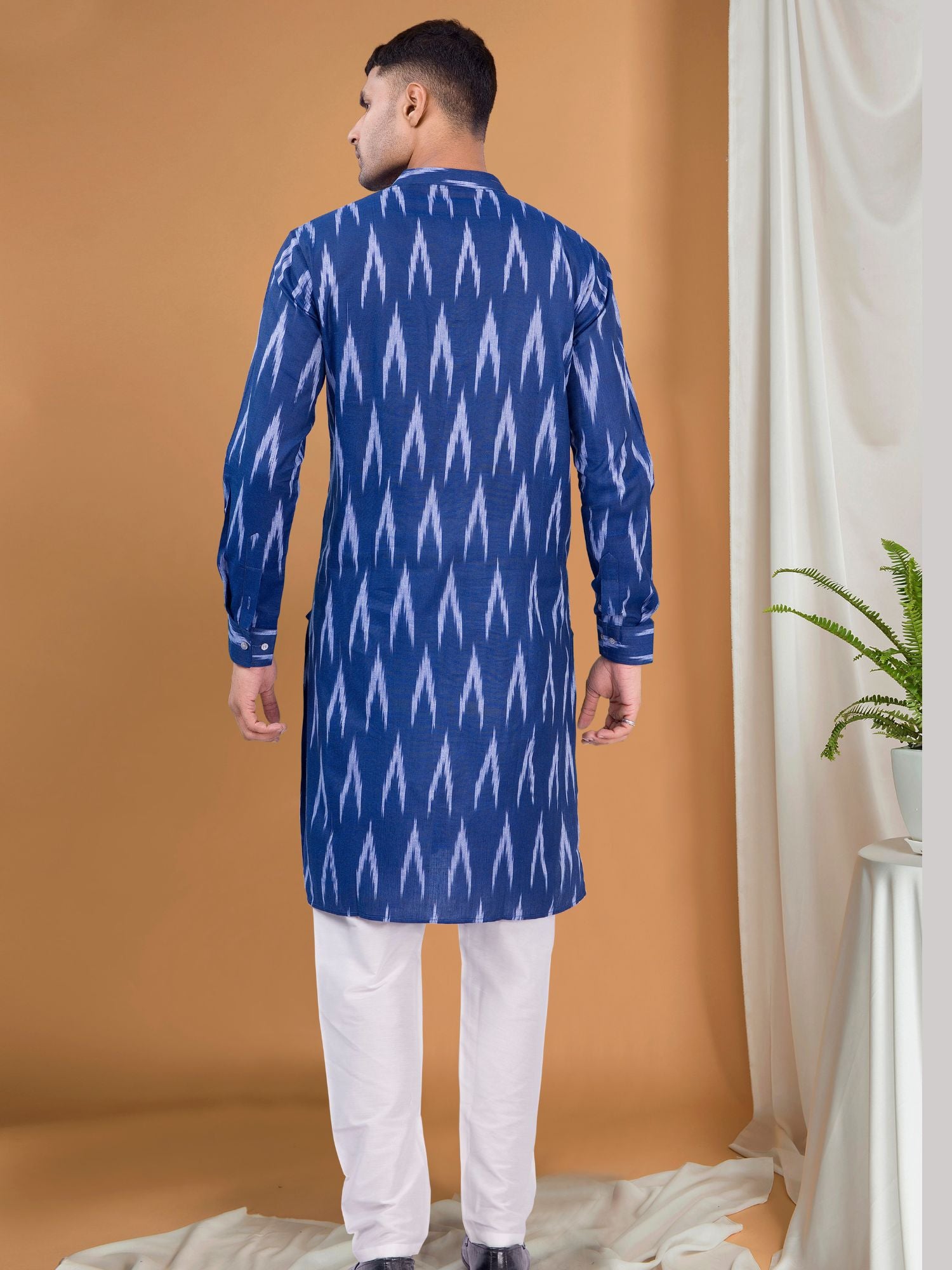 Iris Blue Ikat Print Cotton Kurta