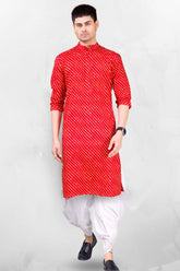 Barn Red Paisley Design Cotton Kurta Peshawari Set