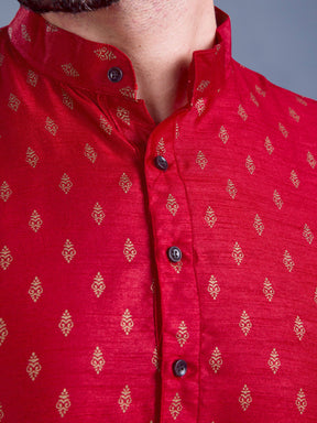 Barn Red Hloom Printed Silk Kurta