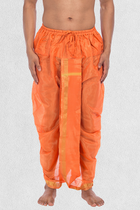 Orange Pitambari Dhoti Ready To Wear Cotton Dhoti