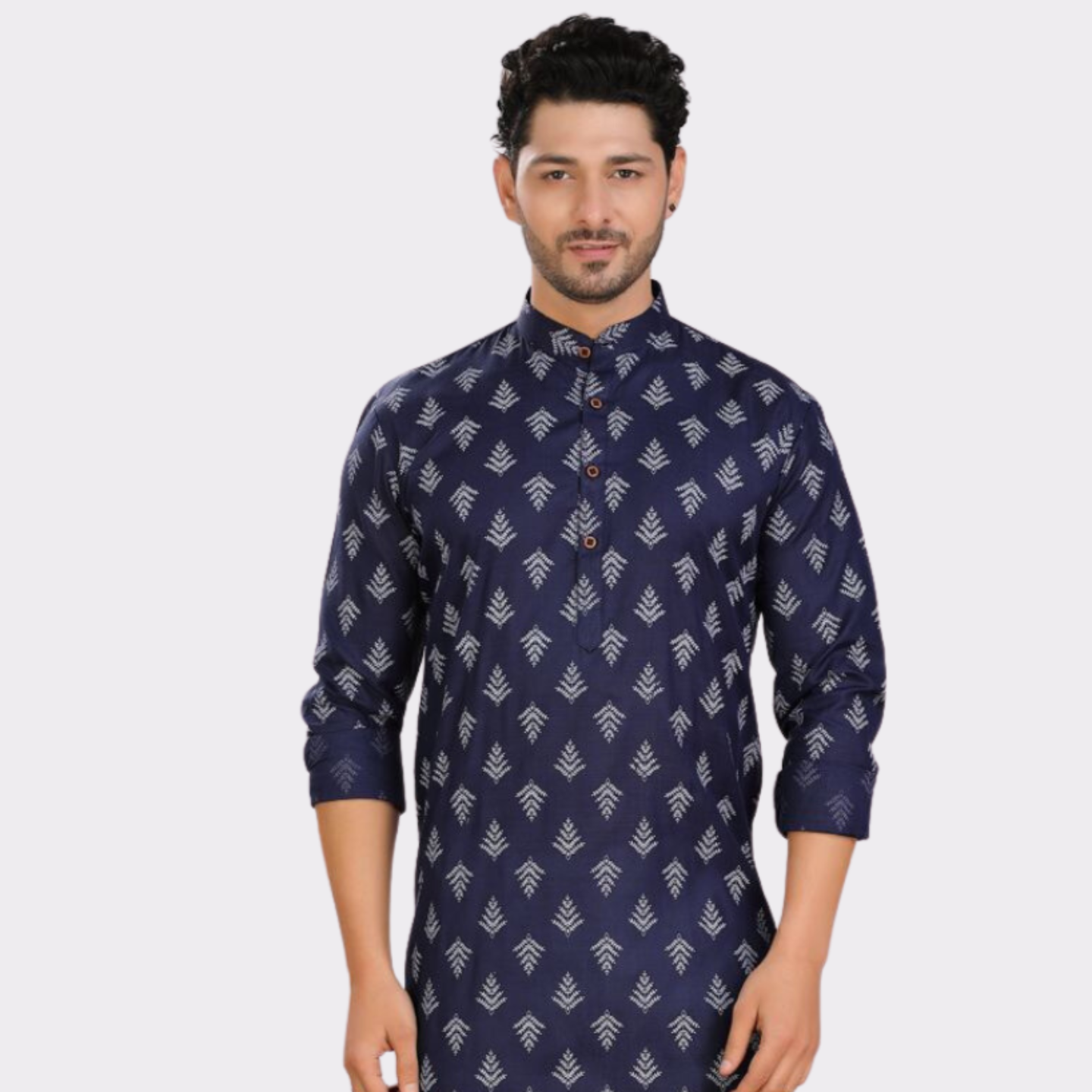 Azure Blue Cotton Printed Kurta