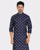 Azure Blue Cotton Printed Kurta