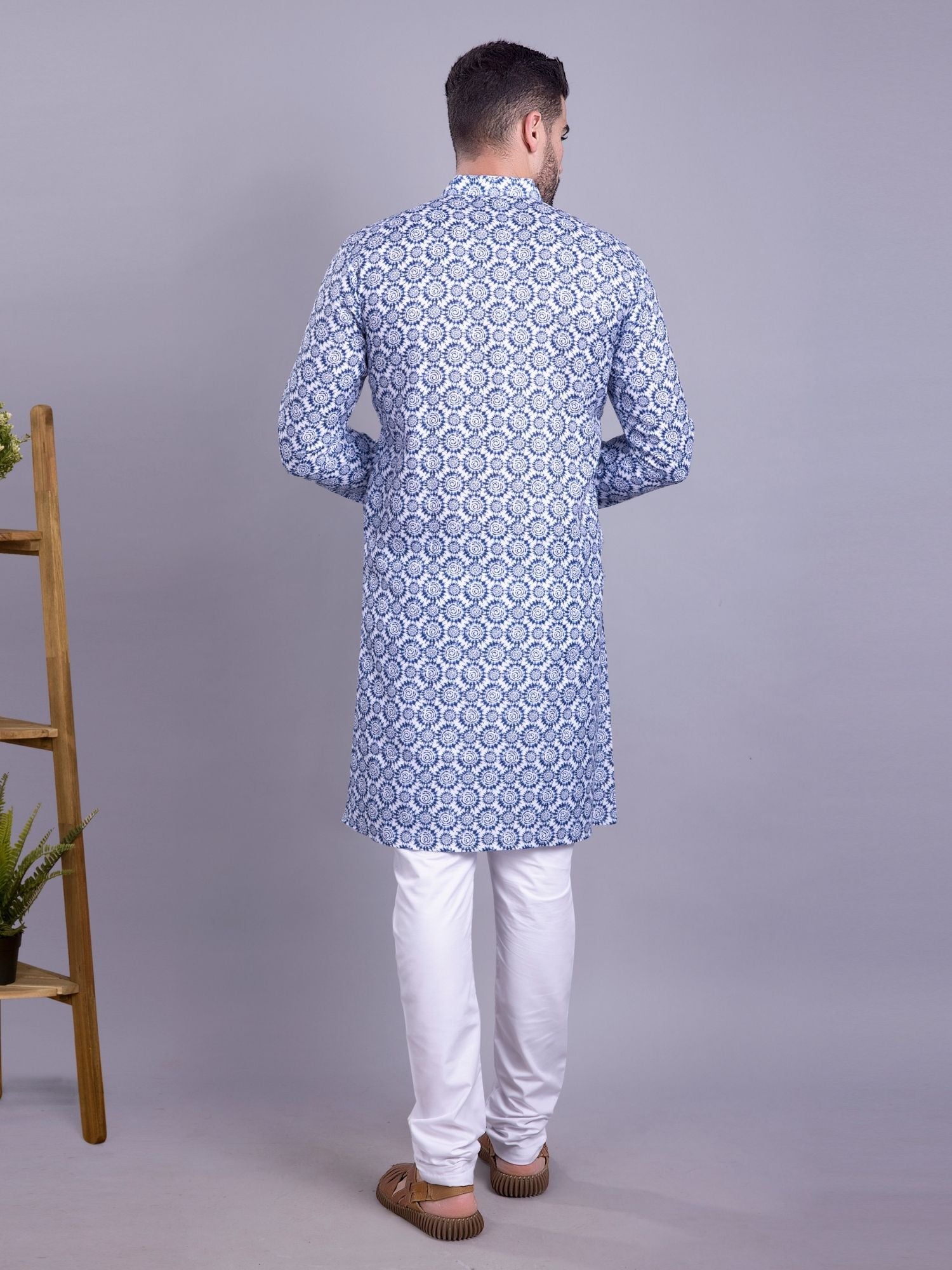 Shark Grey Indi Print Cotton Kurta