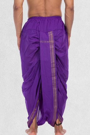 Purple  Pitambari Dhoti Ready To Wear Cotton Dhoti