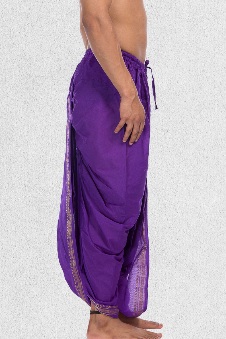 Purple  Pitambari Dhoti Ready To Wear Cotton Dhoti