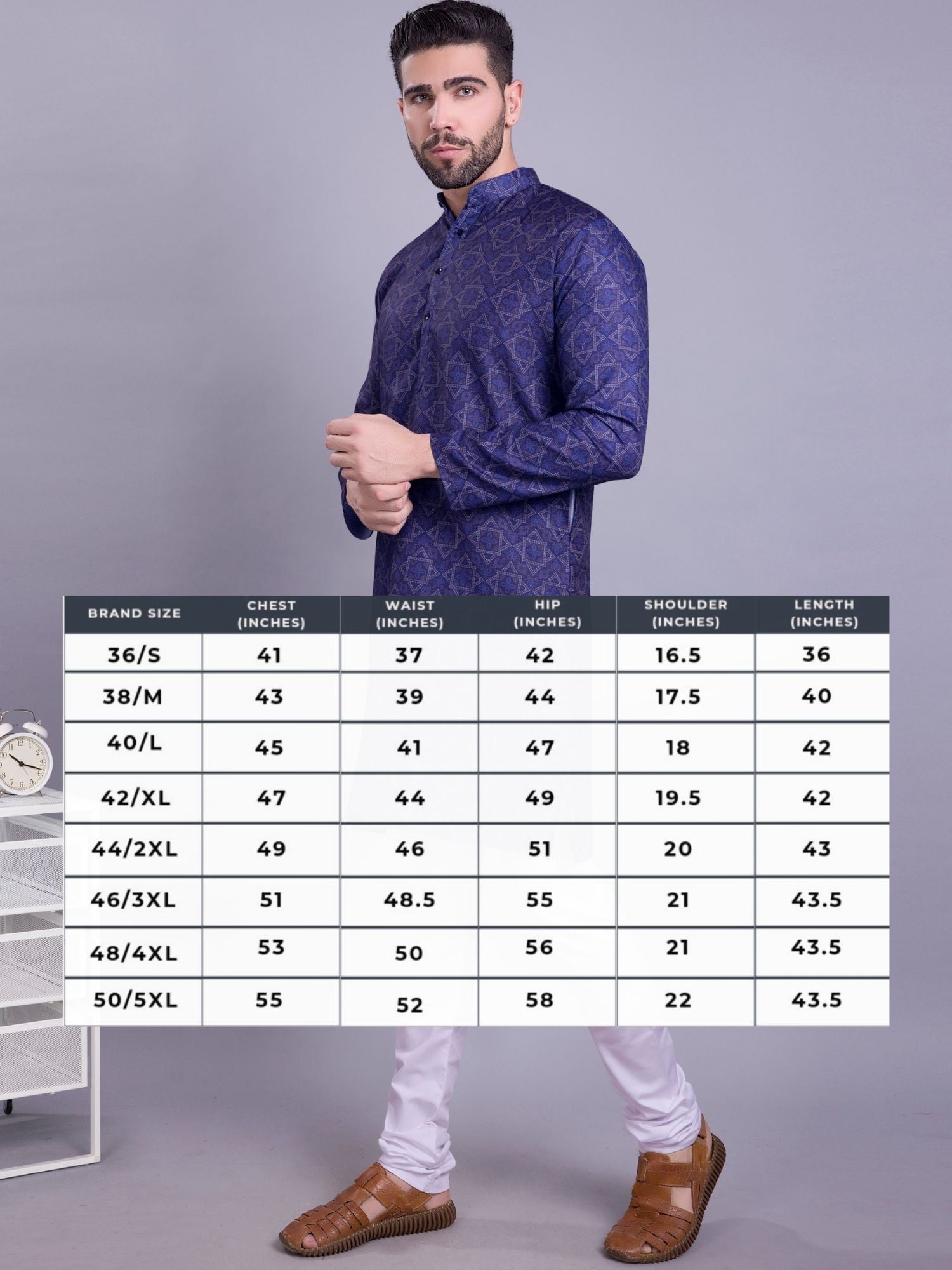 Shark Grey Indi Print Cotton Kurta