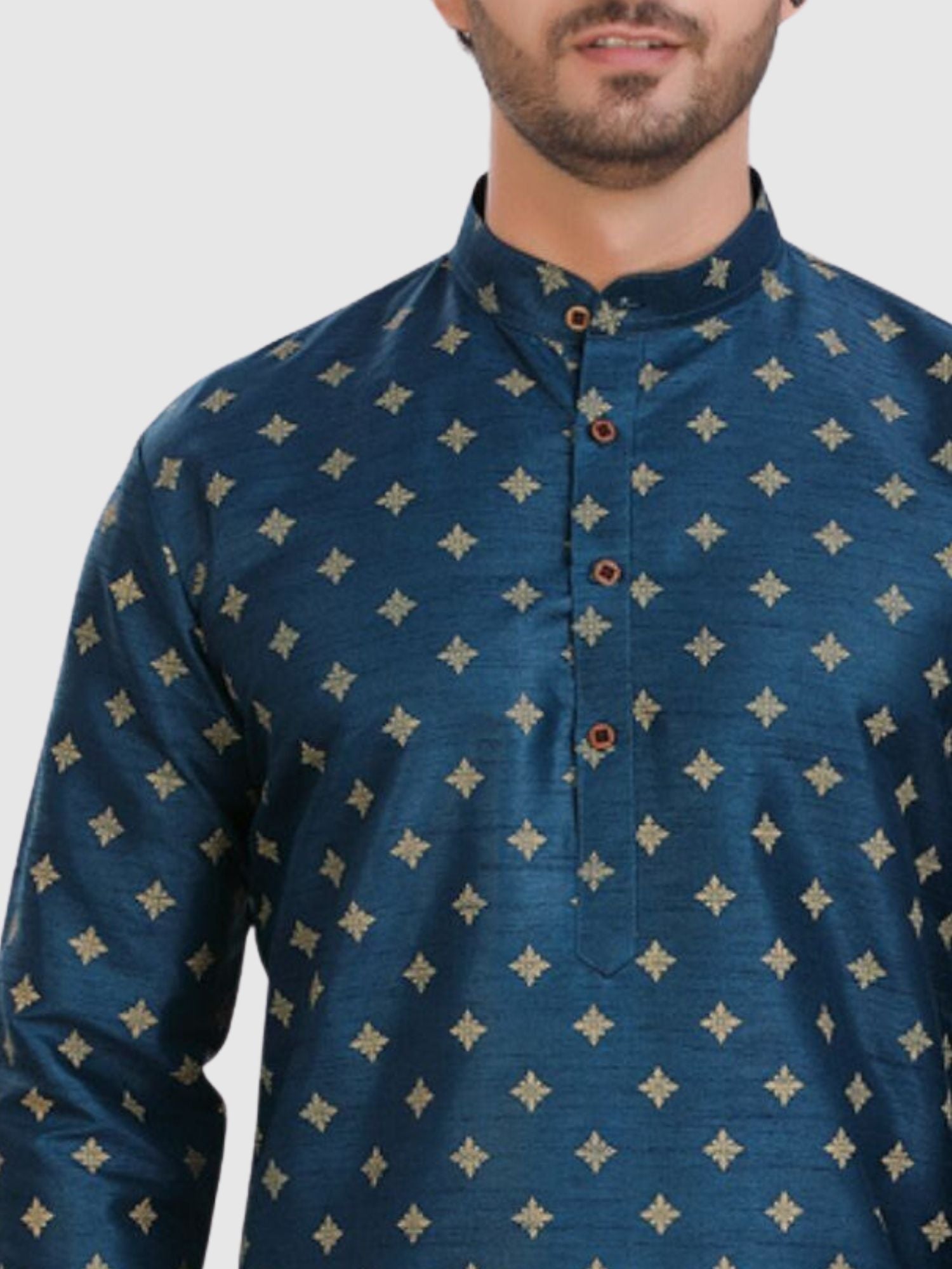 Azure Blue  Silk Printed Kurta