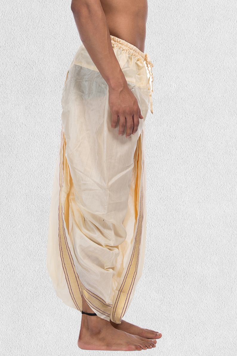 Shine Gold Pitambari Dhoti Ready To Wear Cotton Dhoti