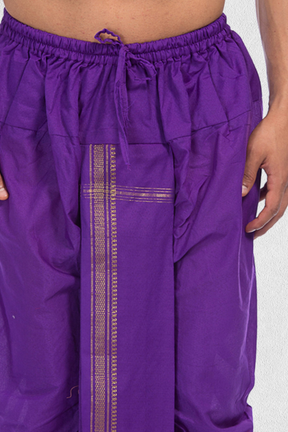 Purple  Pitambari Dhoti Ready To Wear Cotton Dhoti