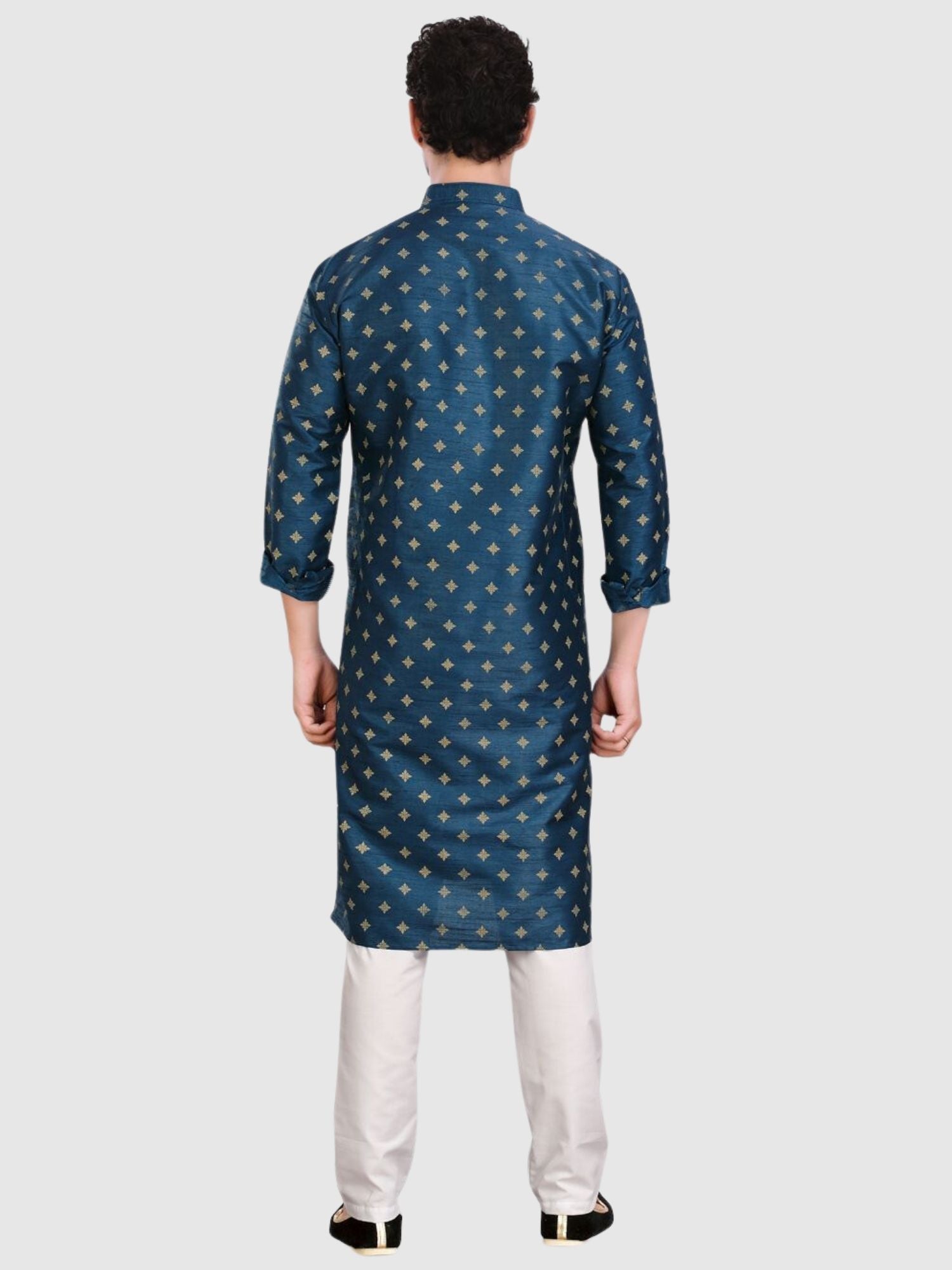 Benaras silk men's traditional prints Kurta  and Matching Dhoti