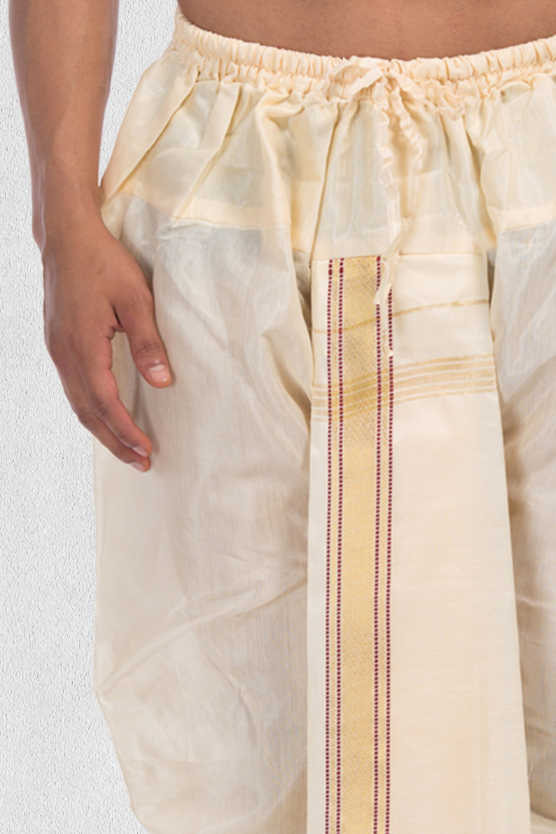 Shine Gold Pitambari Dhoti Ready To Wear Cotton Dhoti