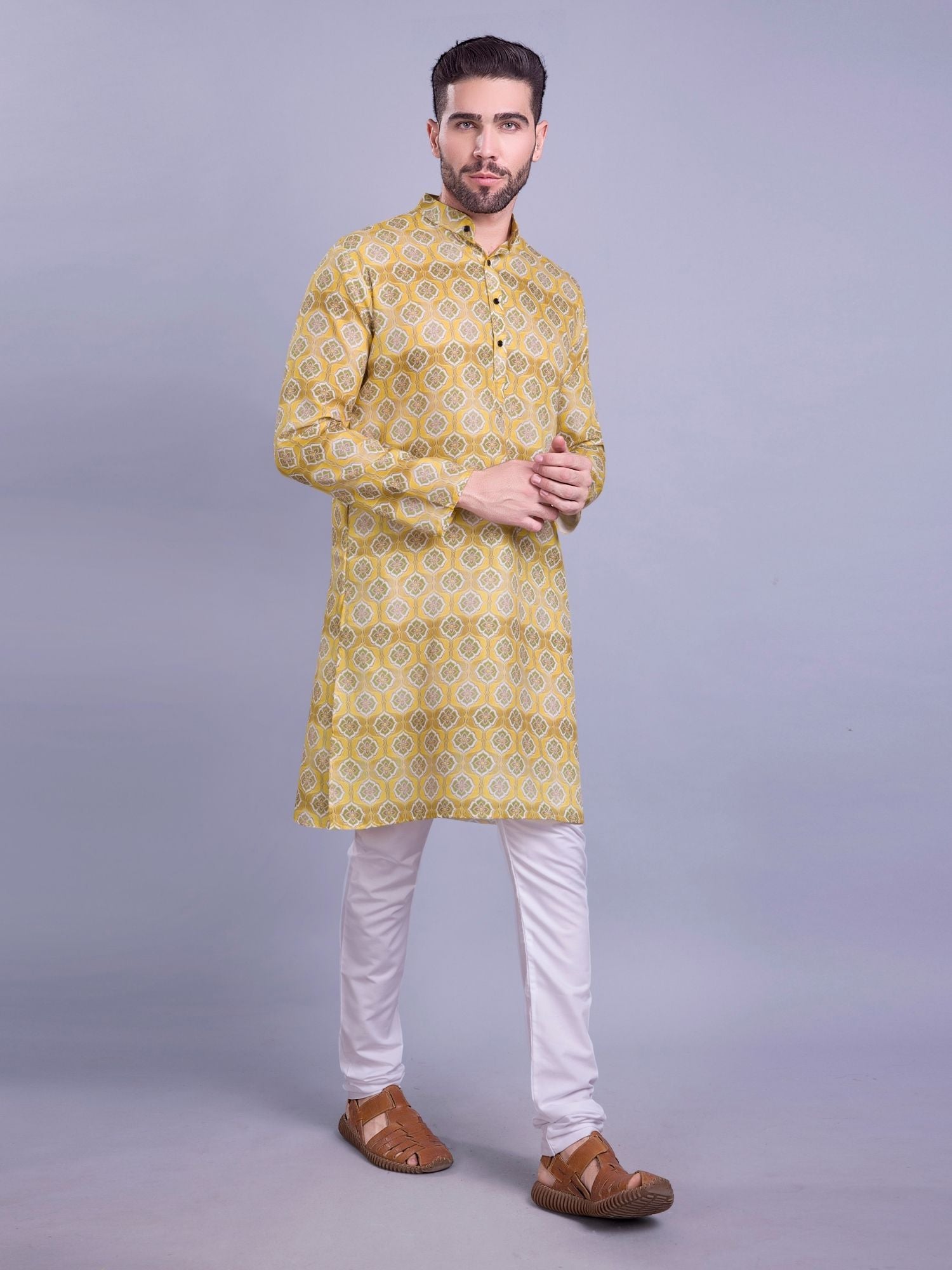 Shark Grey Indi Print Cotton Kurta