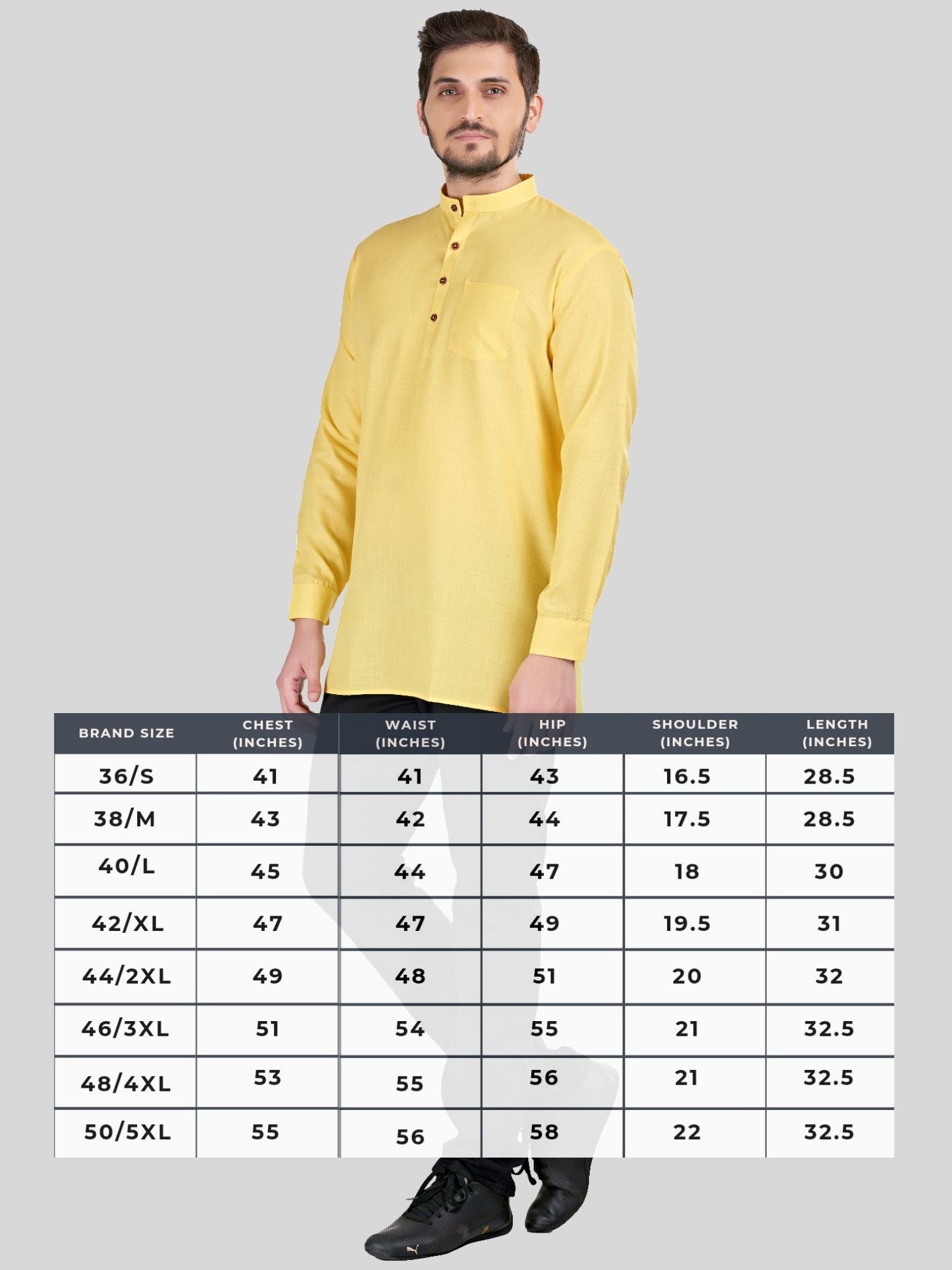 Shine Of Yellow Solid Long Sleeves Short Kurta