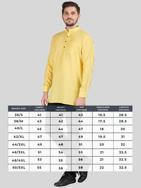 Shine Of Yellow Solid Long Sleeves Short Kurta