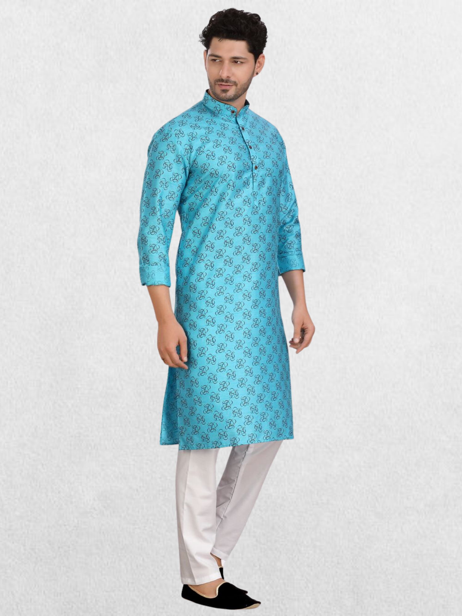 Benaras-silk men's traditional prints kurta