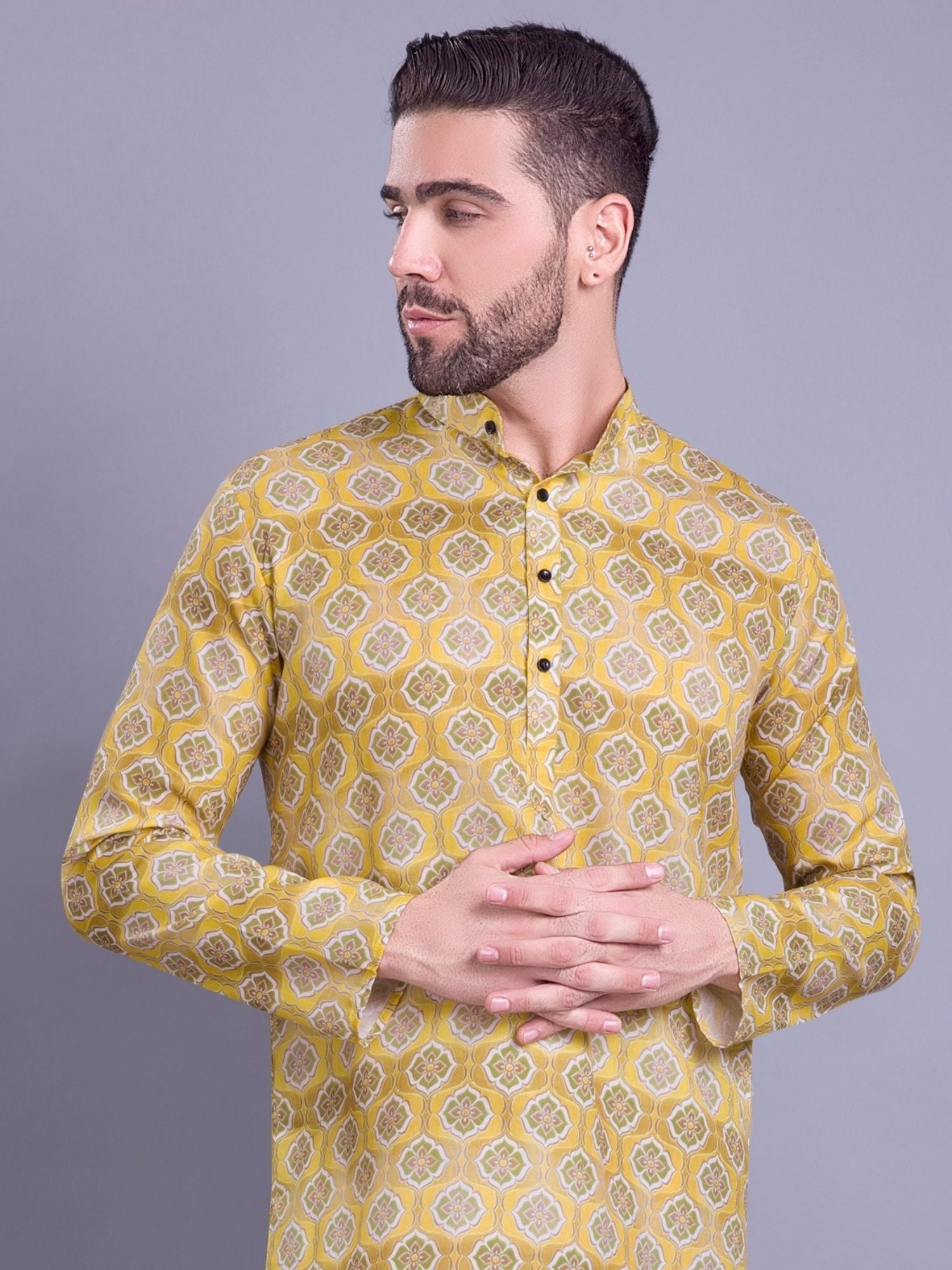 Shine Of Yellow Indi Print Cotton Kurta