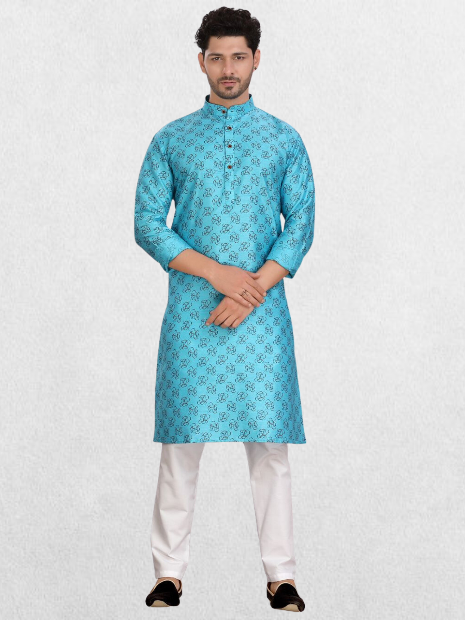 Benaras-silk men's traditional prints kurta