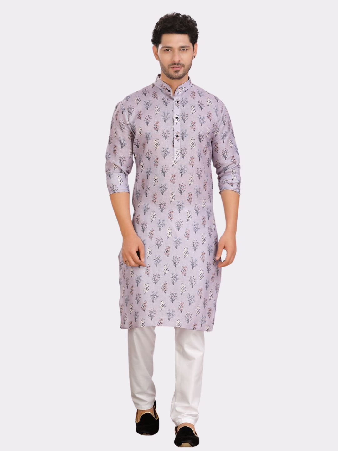 Orchid Purple Cotton Printed Kurta