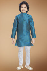 Tropical Green  Solid Cotton-Silk Kurta