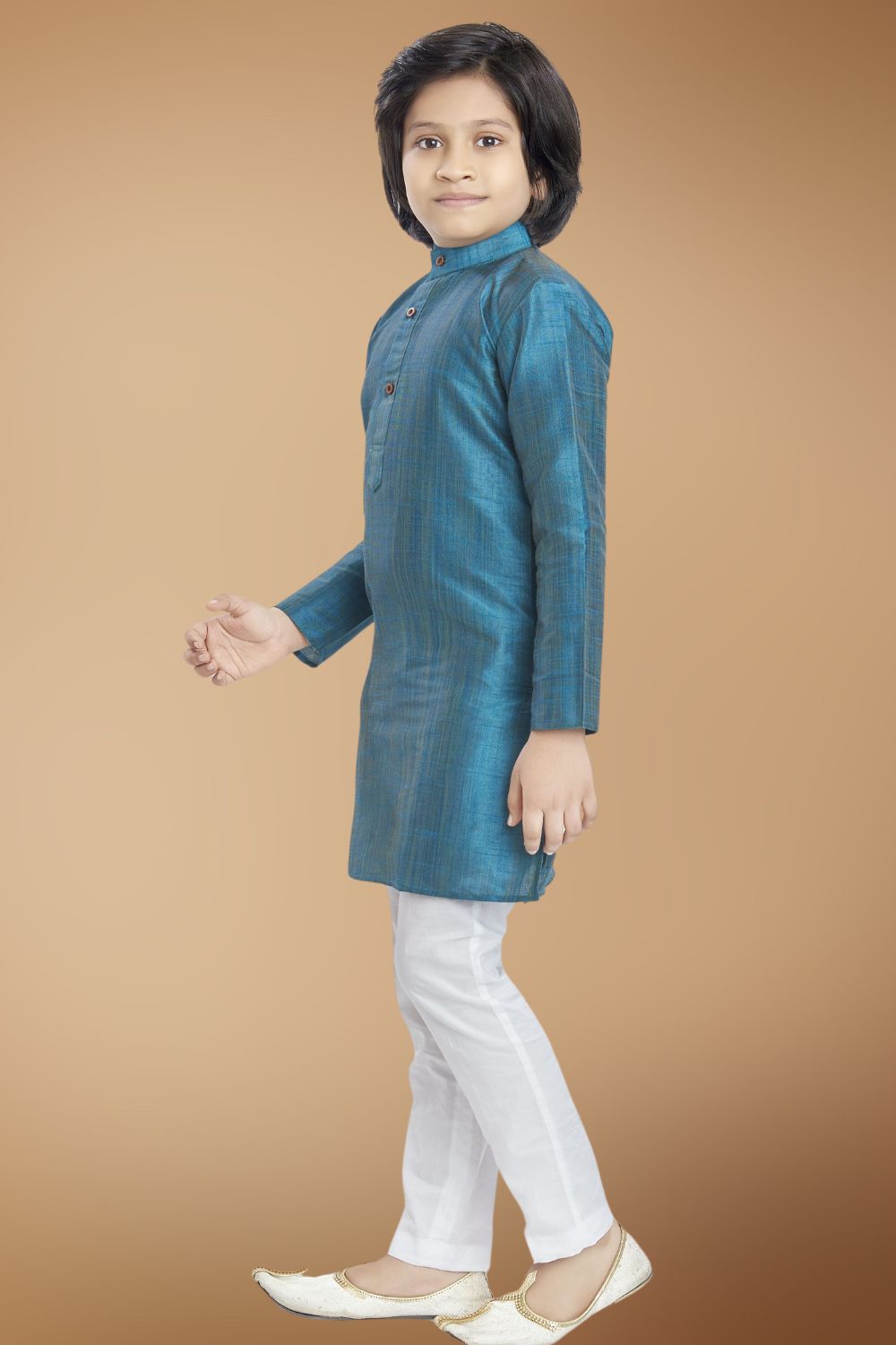 Tropical Green  Solid Cotton-Silk Kurta