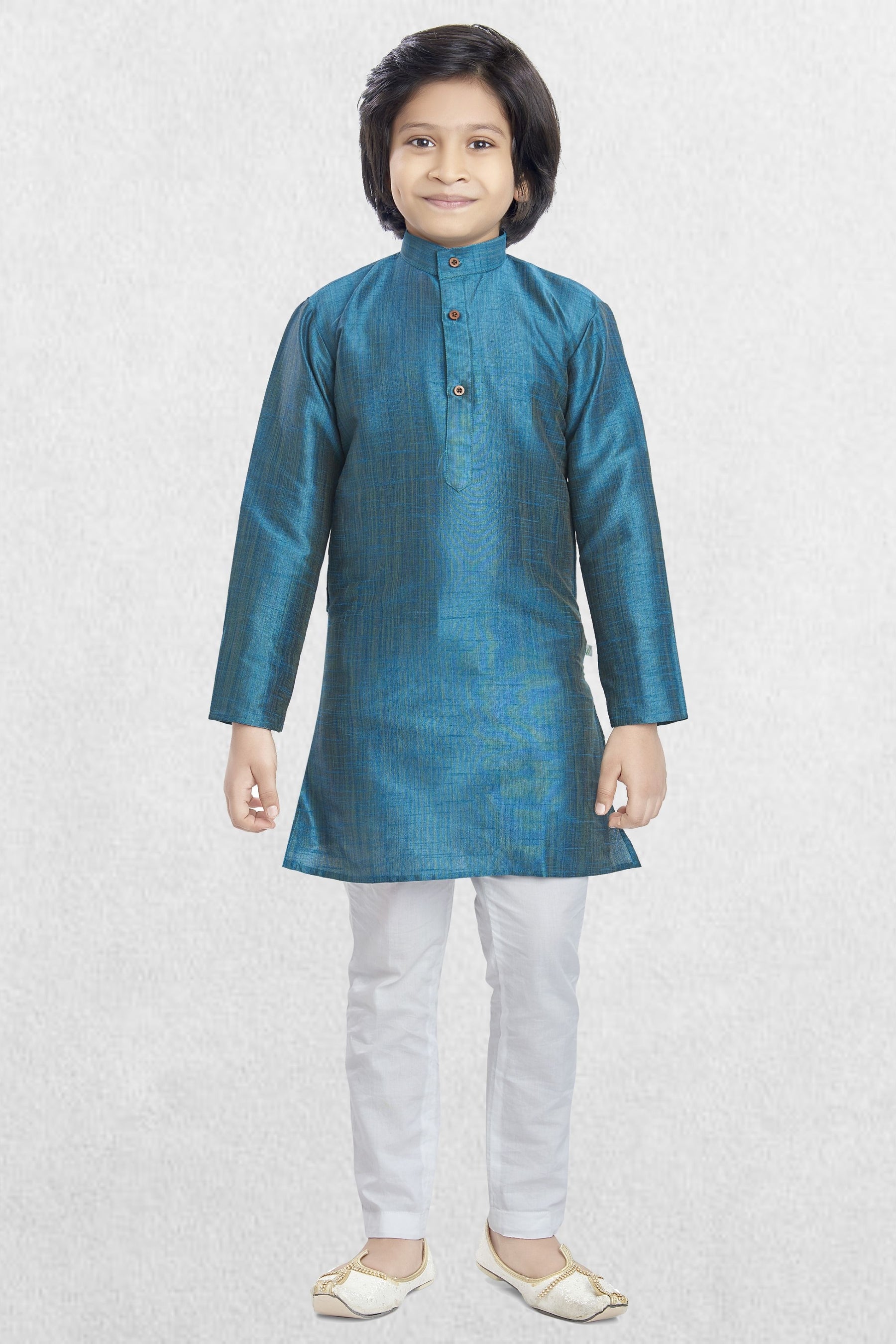 Tropical Green Solid Cotton-Silk Kurta Pajama  Suit