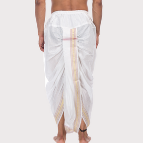 White Pitambari Dhoti Ready To Wear Cotton Dhoti