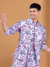 Voilet Purple Tropical Paradise Kurta Jacket Set