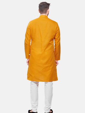 Sunshine Yellow Dot Printed  Cotton Kurta