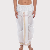 White Pitambari Dhoti Ready To Wear Cotton Dhoti