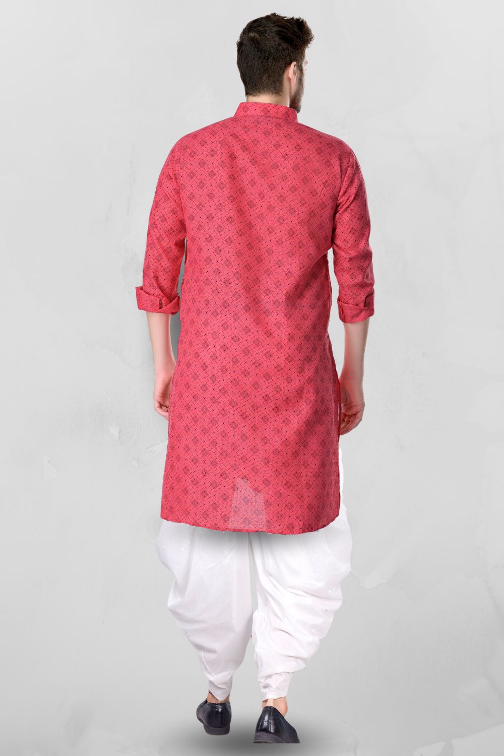 Persian Pink Cotton Designer Printed Kurta Peshawari Set