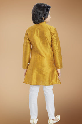 Shine Of Yellow Solid Cotton-Silk Kurta