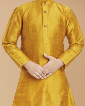 Shine Of Yellow Solid Cotton-Silk Kurta