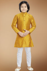 Shine Of Yellow Solid Cotton-Silk Kurta