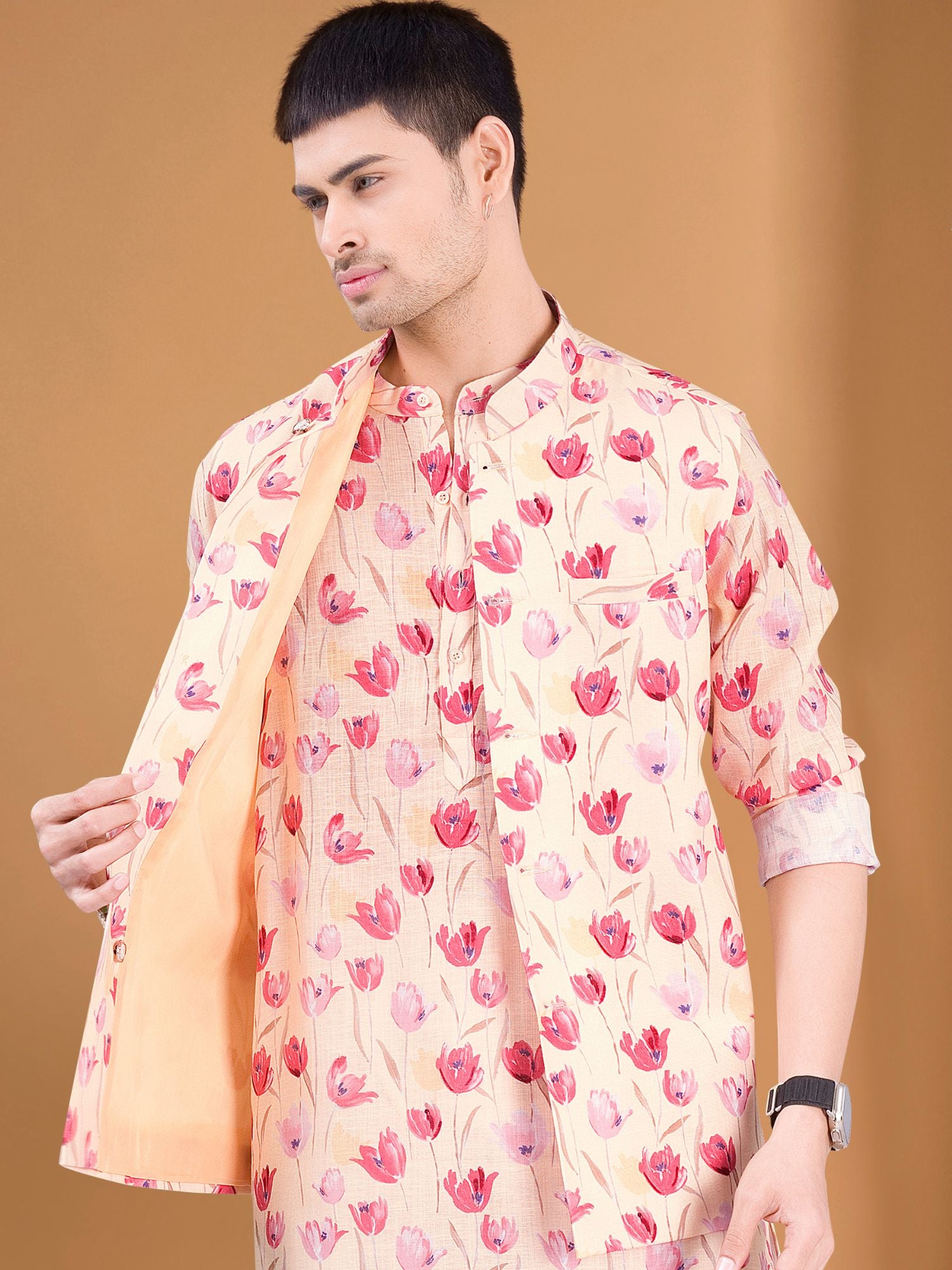 Mellow Yellow Tropical Paradise Kurta Jacket Set