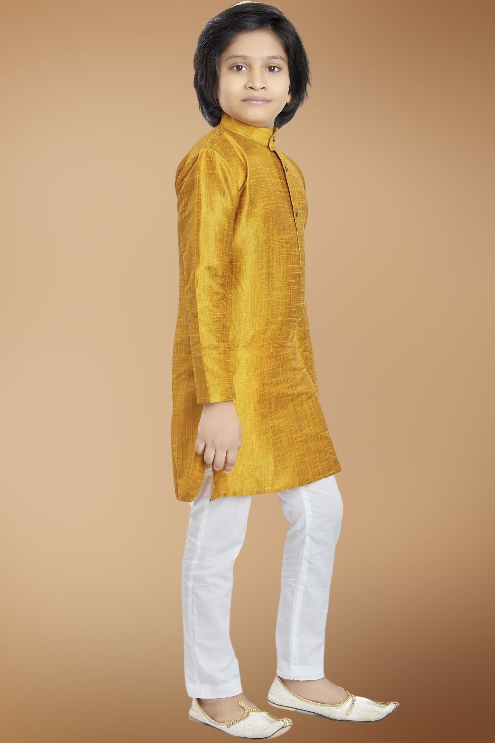 Shine Of Yellow Solid Cotton-Silk Kurta