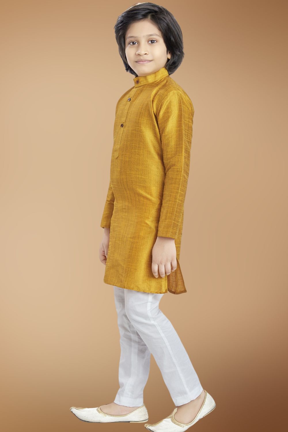 Shine Of Yellow Solid Cotton-Silk Kurta