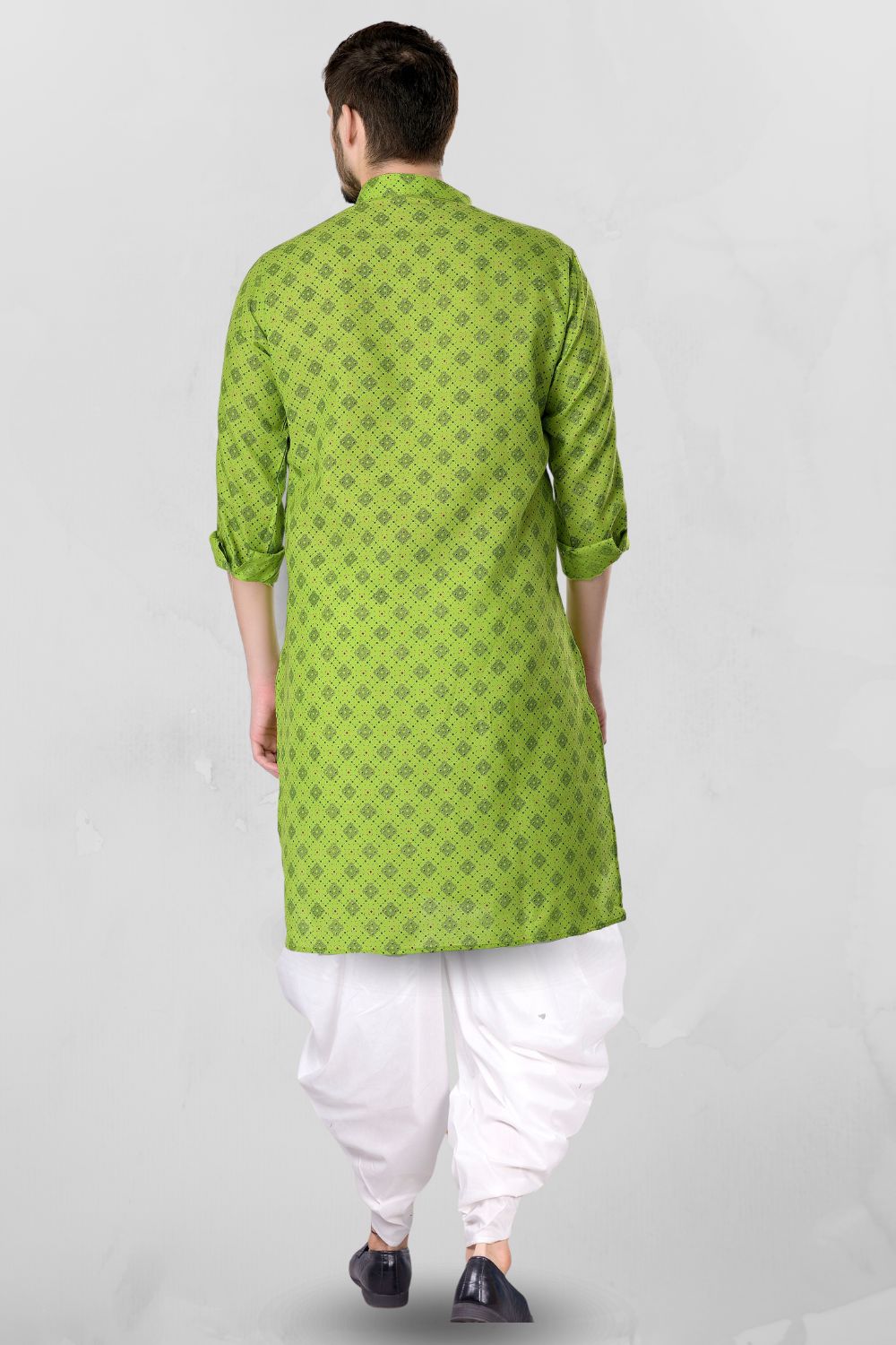 Tropical Green Cotton Designer Printed Kurta Peshawari Set