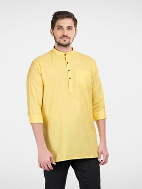 Shine Of Yellow Solid Long Sleeves Short Kurta