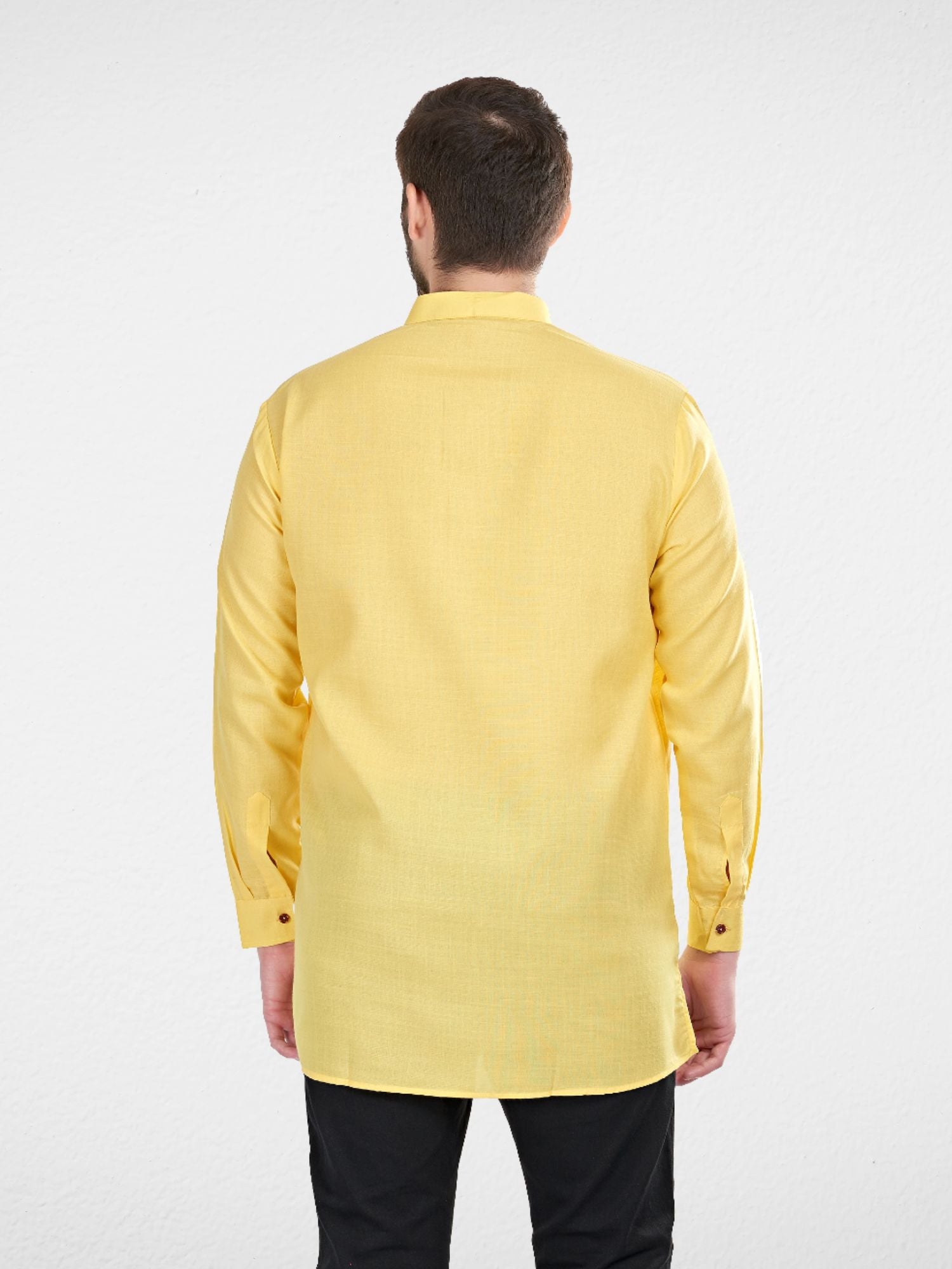 Shine Of Yellow Solid Long Sleeves Short Kurta