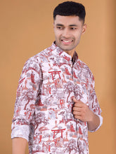 Cider Brown Tropical Paradise Kurta Jacket Set