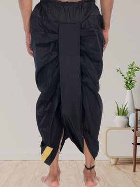 Jade Black Pitambari Ready To Wear Cotton-Silk Dhoti