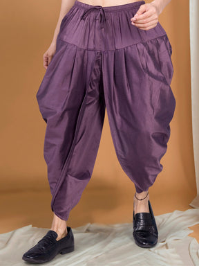 Voilet Purple Ready To Wear Cotton-Silk Peshawari Dhoti