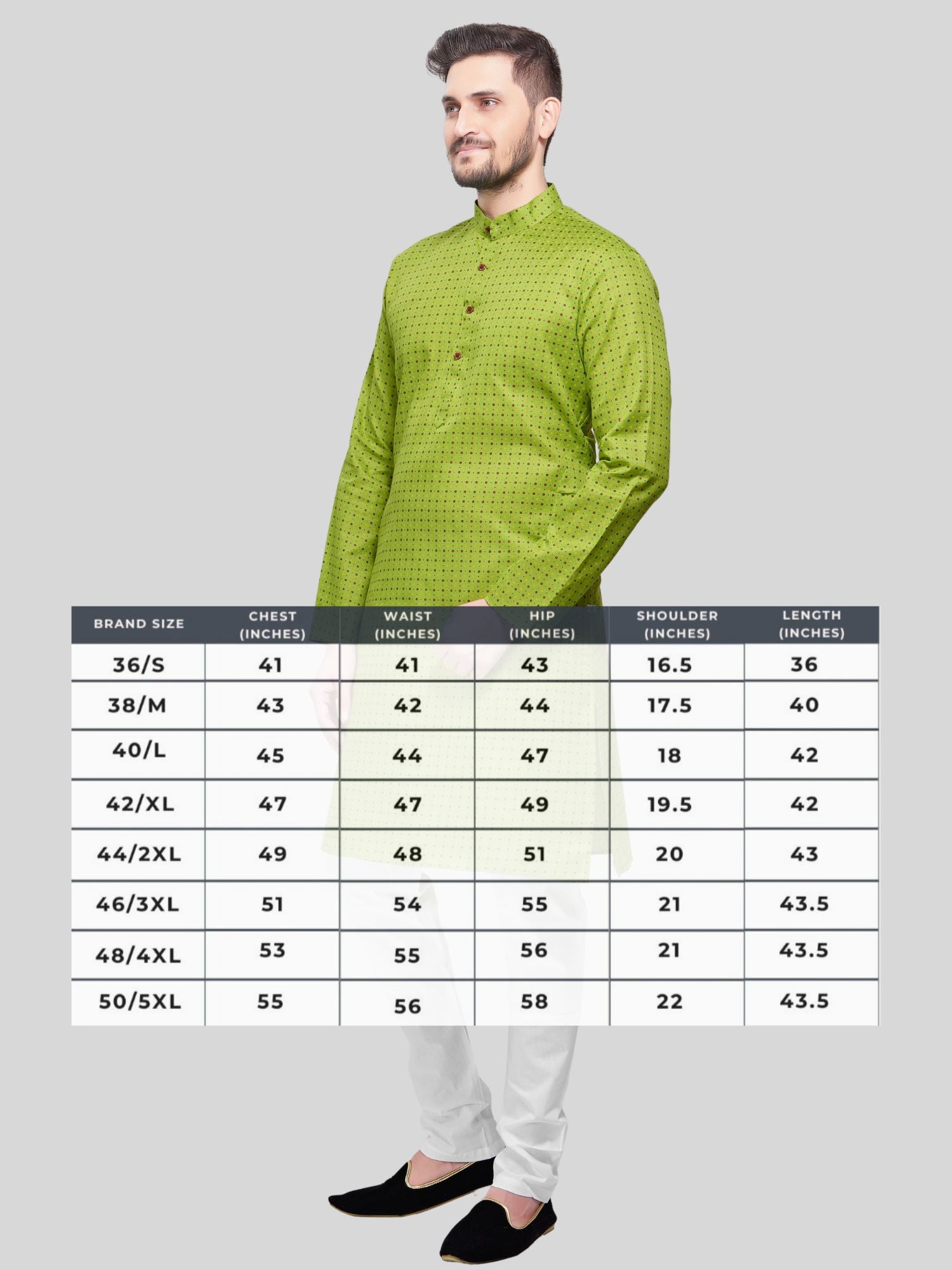 Tropical Green Dot Printed Cotton  Kurta and Matching Dhoti