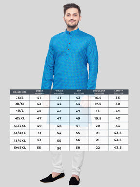 Azure Blue Dot Printed  Cotton Kurta