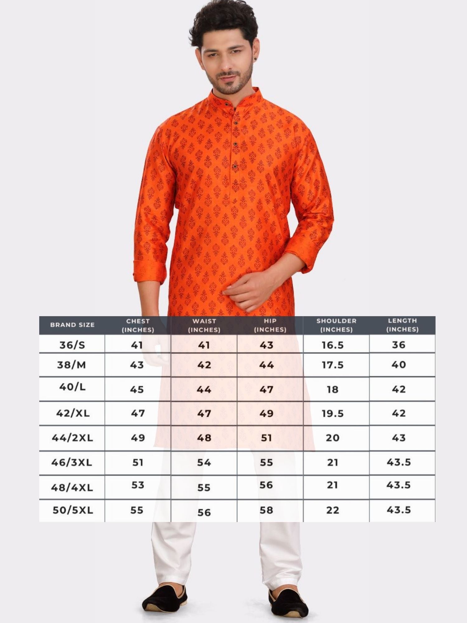 Apricot Orange Silk Printed Kurta  and Matching Dhoti