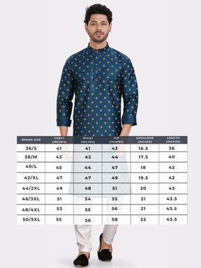 Azure Blue  Silk Printed Kurta